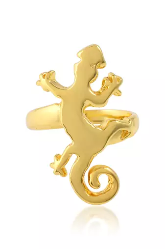 Memoir brass goldplated lizard design fashion jewellery finger ring for men and women