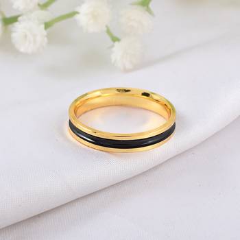 Memoir dual colour tone black band brass challa finger ring men women fashion jewellery 1