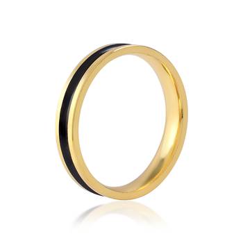 Memoir dual colour tone black band brass challa finger ring men women fashion jewellery 2