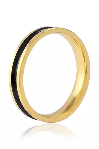 Memoir dual colour tone black band brass challa finger ring men women fashion jewellery