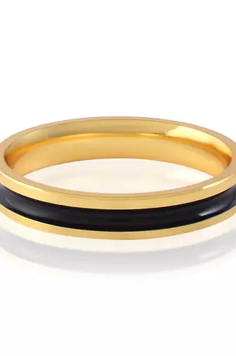 Memoir dual colour tone black band brass challa finger ring men women fashion jewellery