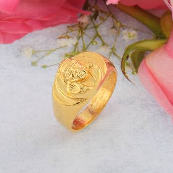 Memoir brass 1 gram gold plated shirdi sai baba thick & heavy 4.50 gms strong finger ring hindu men women 1