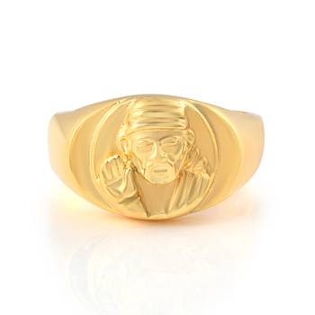 Memoir brass 1 gram gold plated shirdi sai baba thick & heavy 4.50 gms strong finger ring hindu men women 3