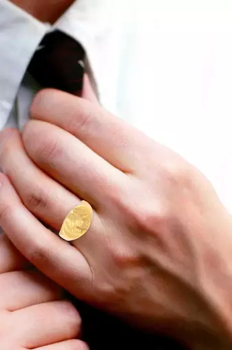Memoir brass 1 gram gold plated shirdi sai baba thick & heavy 4.50 gms strong finger ring hindu men women