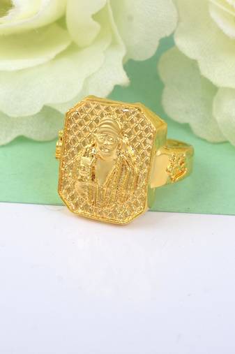 Memoir gold plated shirdi sai baba finger ring men temple jewellery hindu god