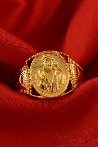 Memoir gold plated shirdi sai baba finger ring men women temple jewellery hindu god