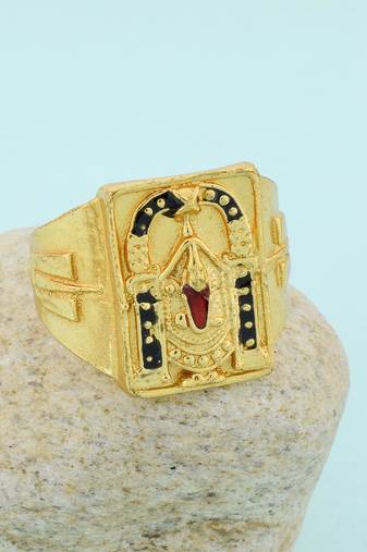 Memoir brass micron goldplated tirupati balaji fingerring men hindu spiritual temple jewellery  