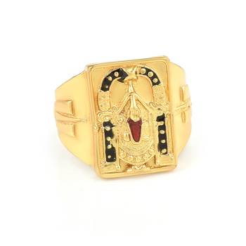 Memoir brass micron goldplated tirupati balaji fingerring men hindu spiritual temple jewellery   3
