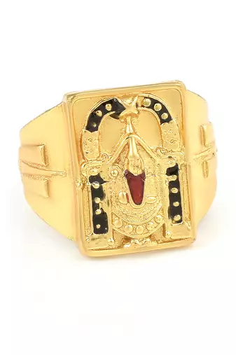 Memoir brass micron goldplated tirupati balaji fingerring men hindu spiritual temple jewellery  