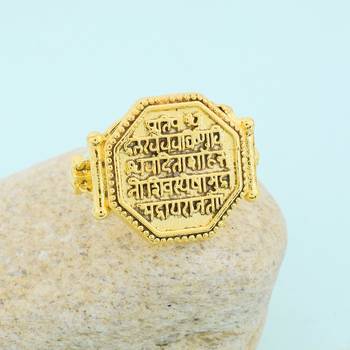 Memoir brass goldplated shivaji maratha raj mudra (royal seal) finger ring men women 1
