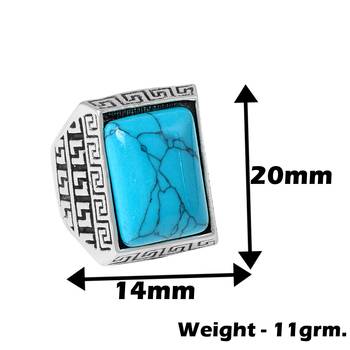 Memoir brass oxidised silverplated turquoise firoza finger ring men women fashion stylish 2