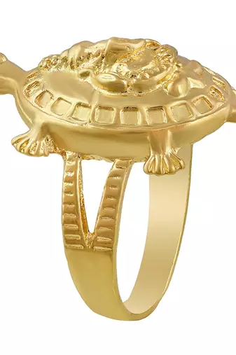 Memoir gold plated, ganesh with tortoise shape, vaastu fenghui recommended finger ring women