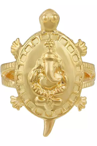 Memoir gold plated, ganesh with tortoise shape, vaastu fenghui recommended finger ring women