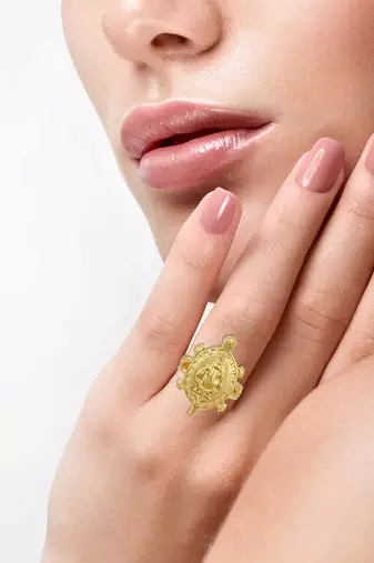 Memoir gold plated, ganesh with tortoise shape, vaastu fenghui recommended finger ring women