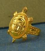 Memoir gold plated vastu fengshui budha head on tortoise finger ring fashion men women