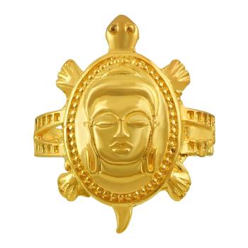 Memoir gold plated vastu fengshui budha head on tortoise finger ring fashion men women 2