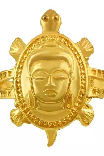 Memoir gold plated vastu fengshui budha head on tortoise finger ring fashion men women