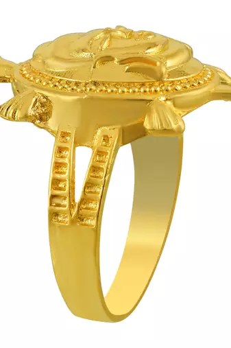 Memoir gold plated vastu fengshui budha head on tortoise finger ring fashion men women