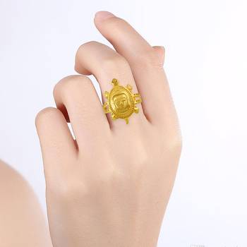 Memoir gold plated vastu fengshui budha head on tortoise finger ring fashion men women 4