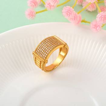 Memoir brass goldplated lab diamond moissanite engagement wedding men fashion jewellery finger ring   1