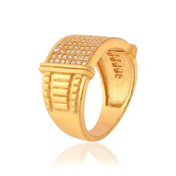 Memoir brass goldplated lab diamond moissanite engagement wedding men fashion jewellery finger ring   2