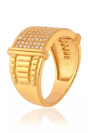 Memoir brass goldplated lab diamond moissanite engagement wedding men fashion jewellery finger ring  