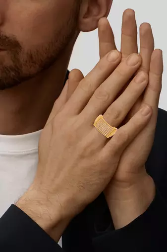 Memoir brass goldplated lab diamond moissanite engagement wedding men fashion jewellery finger ring  