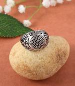 Memoir oxidised silver finish imitation black diamond black tone big bold fashion jewellery finger ring for men women