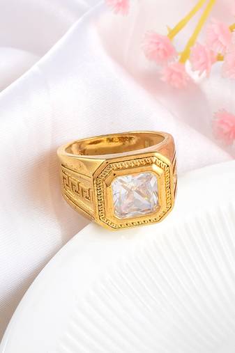 Memoir pure brass super heavy imitation diamond moissanite men engagement wedding jewellery finger ring