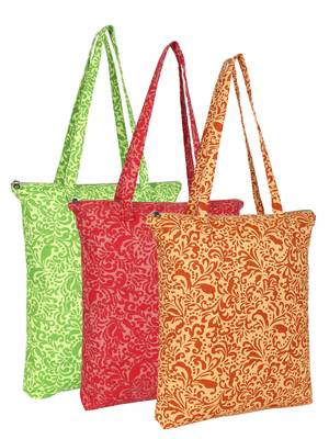 eco-friendly multicolor floral printed cotton canvas shopping bags (pack of 3) 1