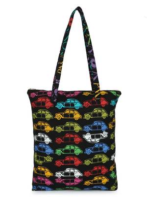 eco-friendly multicolor floral printed cotton canvas shopping bags (pack of 3) 4