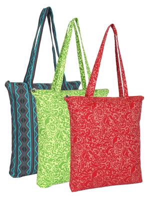 eco-friendly multicolor floral printed cotton canvas shopping bags (pack of 3) 1
