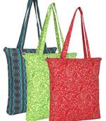 eco-friendly multicolor floral printed cotton canvas shopping bags (pack of 3)