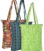 eco-friendly multicolor printed cotton canvas shopping bags (pack of 3)