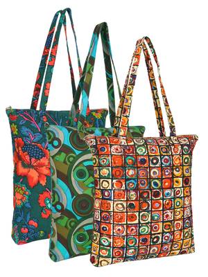 eco-friendly multicolor abstract printed cotton canvas shopping bags (pack of 3) 1