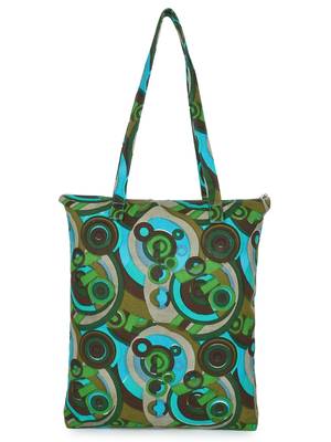 eco-friendly multicolor abstract printed cotton canvas shopping bags (pack of 3) 2
