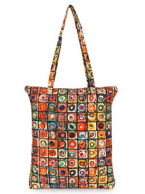eco-friendly multicolor abstract printed cotton canvas shopping bags (pack of 3) 4