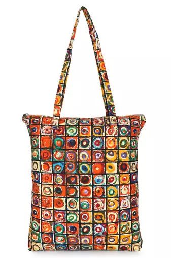 eco-friendly multicolor abstract printed cotton canvas shopping bags (pack of 3)