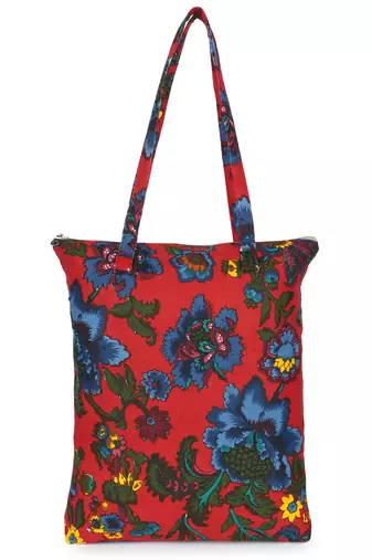 eco-friendly multicolor floral printed cotton canvas shopping bags (pack of 3)