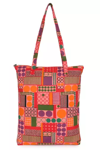 eco-friendly multicolor printed cotton canvas shopping bags (pack of 3)