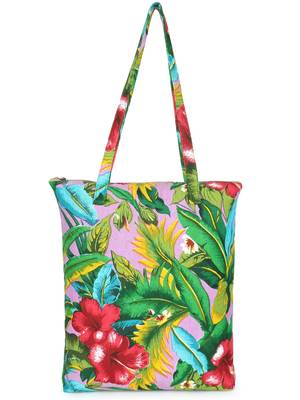eco-friendly multicolor floral printed cotton canvas shopping bags (pack of 3) 4