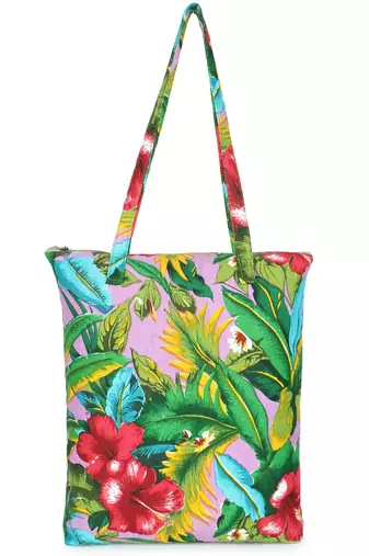eco-friendly multicolor floral printed cotton canvas shopping bags (pack of 3)