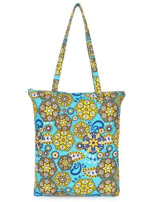eco-friendly multicolor floral printed cotton canvas shopping bags (pack of 3) 2