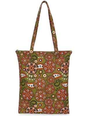 eco-friendly multicolor floral printed cotton canvas shopping bags (pack of 3) 3