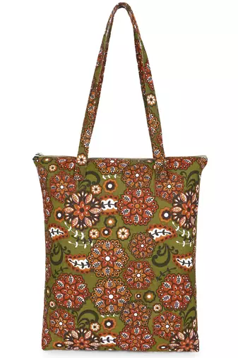 eco-friendly multicolor floral printed cotton canvas shopping bags (pack of 3)