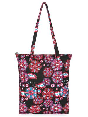 Eco-friendly multicolor floral printed cotton canvas shopping bags (pack of 3) 2