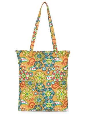 Eco-friendly multicolor floral printed cotton canvas shopping bags (pack of 3) 3