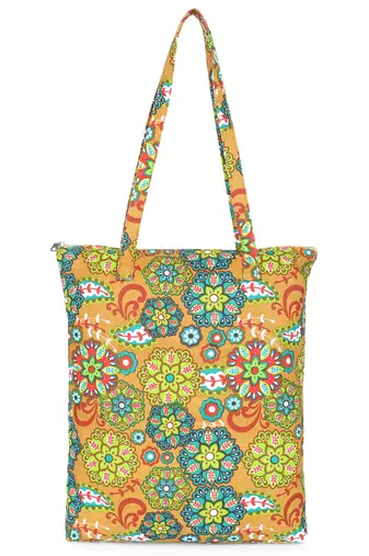 Eco-friendly multicolor floral printed cotton canvas shopping bags (pack of 3)