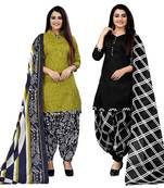 women multicolor cotton printed ready to wear patiala salwar suit combo pack of 2