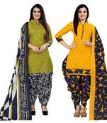 women multicolor cotton printed ready to wear patiala salwar suit combo pack of 2